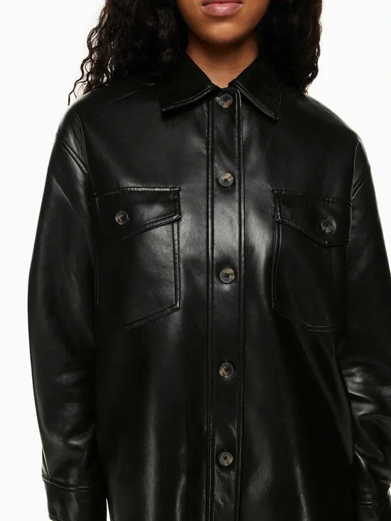 Wilfred Ganna™ Lined Vegan Leather shacket size XS - Picture 2 of 13